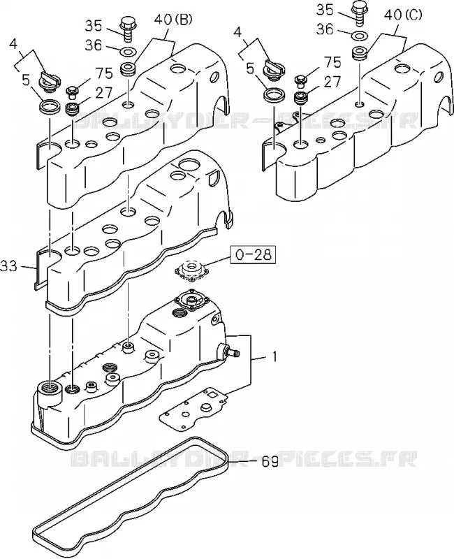 0-10 - Cache culbuteur<br />[010A]4JA1-TC,4JH1-TC Isuzu PICK UP 2004-2011 DMAX AUTOMATIQUE AISIN RMD 3.0L 4JH1-TC (RDM)