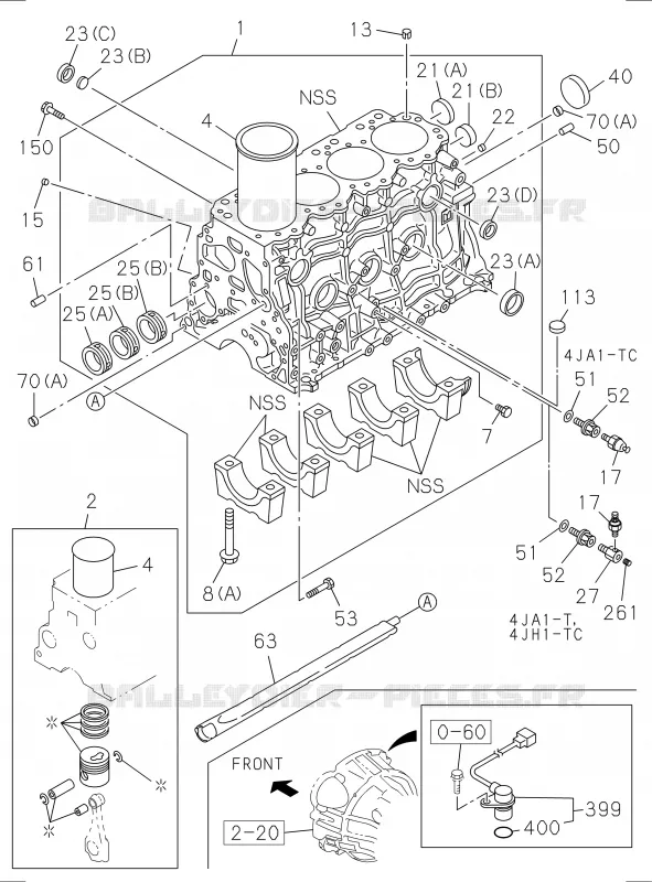 0-12 - Bloc moteur<br />[012A]4JA1,4JH1 Isuzu PICK UP 2004-2011 DMAX AUTOMATIQUE AISIN RMD 3.0L 4JH1-TC (RDM)