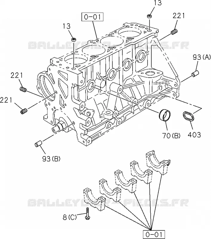 0-12 - Bloc moteur<br />[012A]C24SE(NO.1) Isuzu PICK UP 2004-2011 DMAX AUTOMATIQUE AISIN RMD 3.0L 4JH1-TC (RDM)