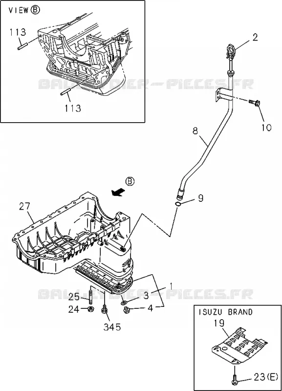 0-13 - Carter d'huile et jauge à huile<br />[013A]4JJ1,4JK1 Isuzu PICK UP 2004-2011 DMAX AUTOMATIQUE AISIN RMD 3.0L 4JH1-TC (RDM)