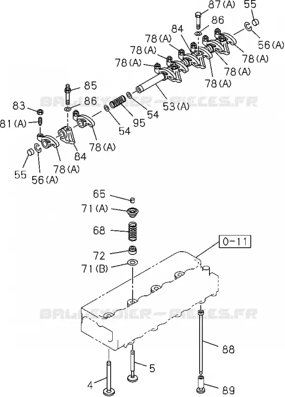 0-14 - Arbre à cames et soupapes<br />[014A]4JA1,4JH1;ROCKER ARM AND VALVE Isuzu PICK UP 2004-2011 DMAX AUTOMATIQUE AISIN RMD 3.0L 4JH1-TC (RDM)