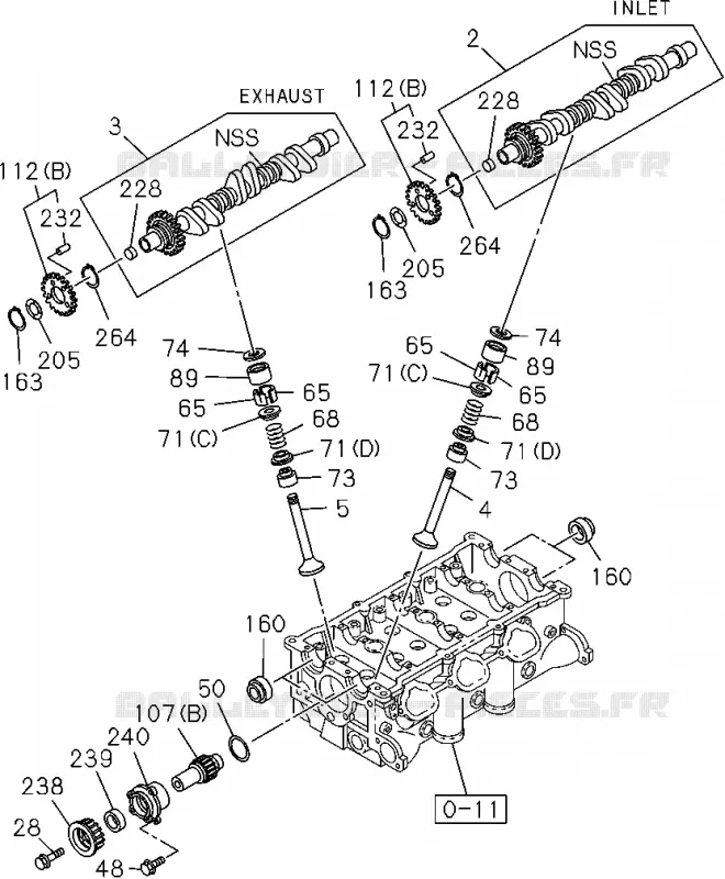 0-14 - Arbre à cames et soupapes<br />[014A]6VE1(NO.2) Isuzu PICK UP 2004-2011 DMAX AUTOMATIQUE AISIN RMD 3.0L 4JH1-TC (RDM)