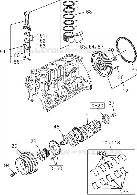 0-15 - Vilebrequin, piston et volant moteur<br />[015A]-'10/9 C24SE(NO.1) Isuzu PICK UP 2004-2011 DMAX SPACE CAB 4X2 LONG 3.0L 4JJ1-TCX (LS0)