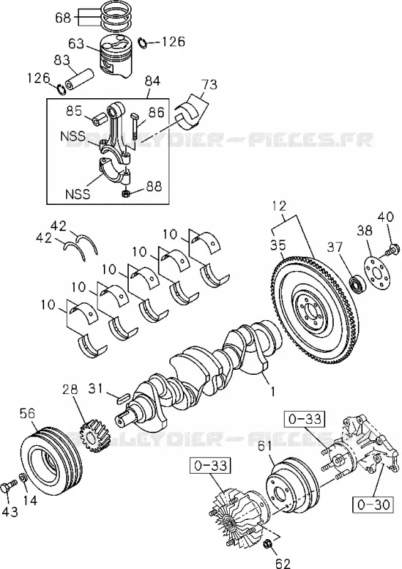 0-15 - Vilebrequin, piston et volant moteur<br />[015A]4JA1-T Isuzu PICK UP 2004-2011 DMAX SPACE CAB 4X2 LONG 3.0L 4JJ1-TCX (LS0)