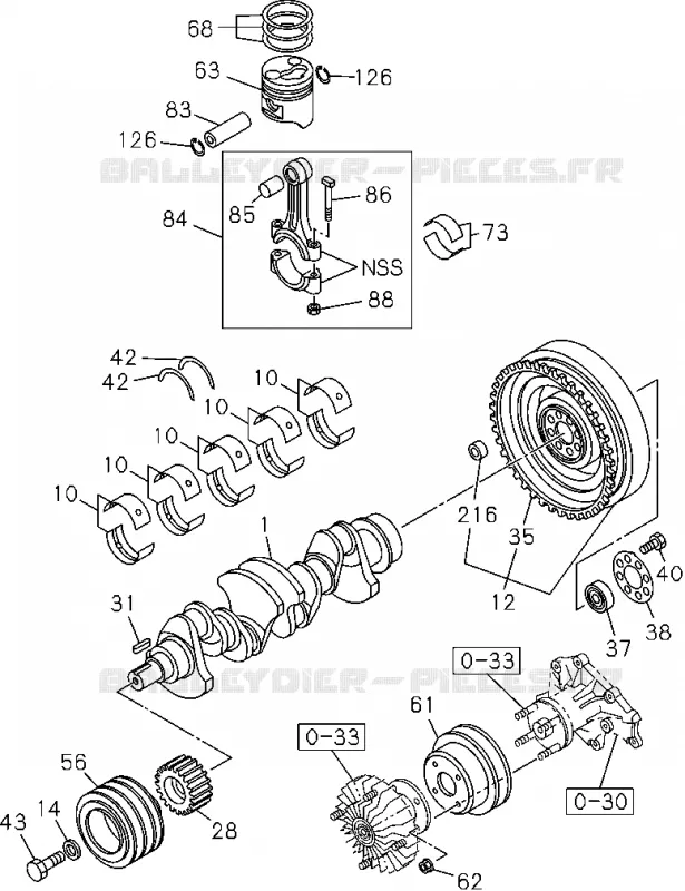 0-15 - Vilebrequin, piston et volant moteur<br />[015A]4JA1-TC Isuzu PICK UP 2004-2011 DMAX AUTOMATIQUE AISIN RMD 3.0L 4JH1-TC (RDM)