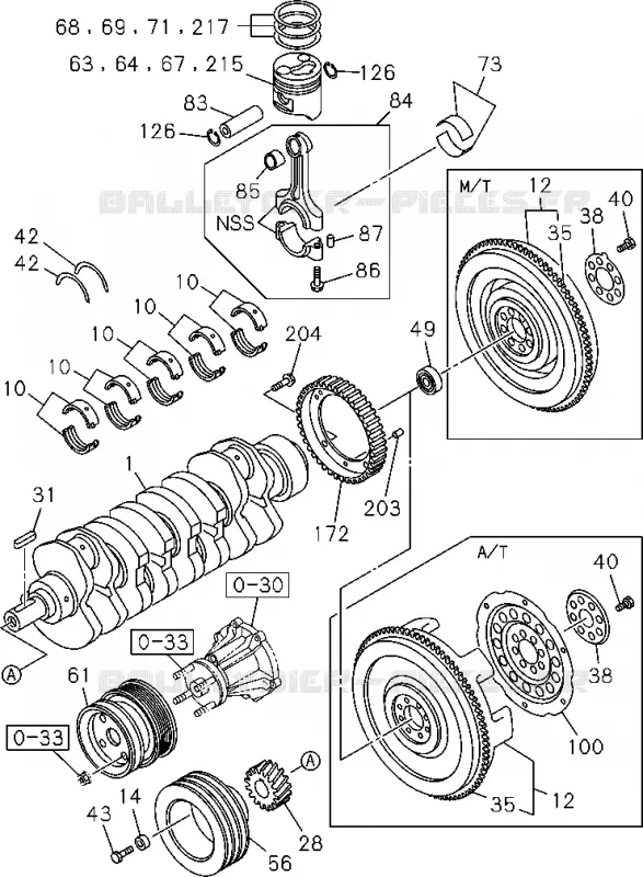 0-15 - Vilebrequin, piston et volant moteur<br />[015A]4JJ1,4JK1 Isuzu PICK UP 2004-2011 DMAX AUTOMATIQUE AISIN RMD 3.0L 4JH1-TC (RDM)