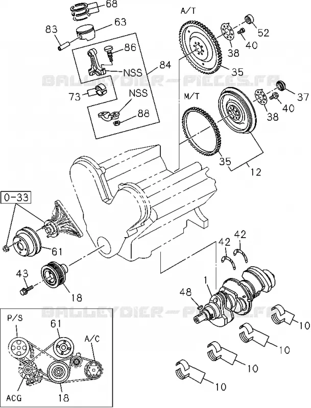 0-15 - Vilebrequin, piston et volant moteur<br />[015A]6VE1 Isuzu PICK UP 2004-2011 DMAX SPACE CAB 4X2 LONG 3.0L 4JJ1-TCX (LS0)