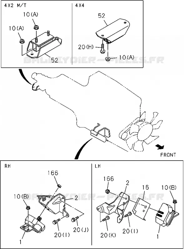 0-22 - Support de fixation moteur<br />[022A]C24SE Isuzu PICK UP 2004-2011 DMAX SPACE CAB 4X2 LONG 3.0L 4JJ1-TCX (LS0)