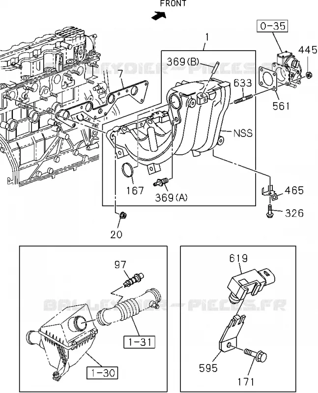 0-25 - Collecteur d’admission<br />[025A]-'10/9 C24SE Isuzu PICK UP 2004-2011 DMAX AUTOMATIQUE AISIN RMD 3.0L 4JH1-TC (RDM)