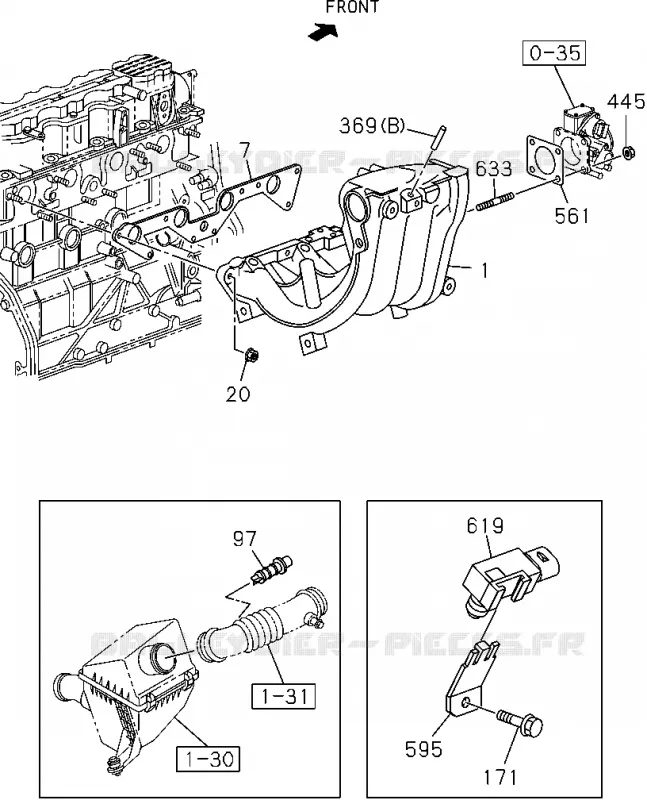 0-25 - Collecteur d’admission<br />[025A]'10/10- C24SE Isuzu PICK UP 2004-2011 DMAX AUTOMATIQUE AISIN RMD 3.0L 4JH1-TC (RDM)