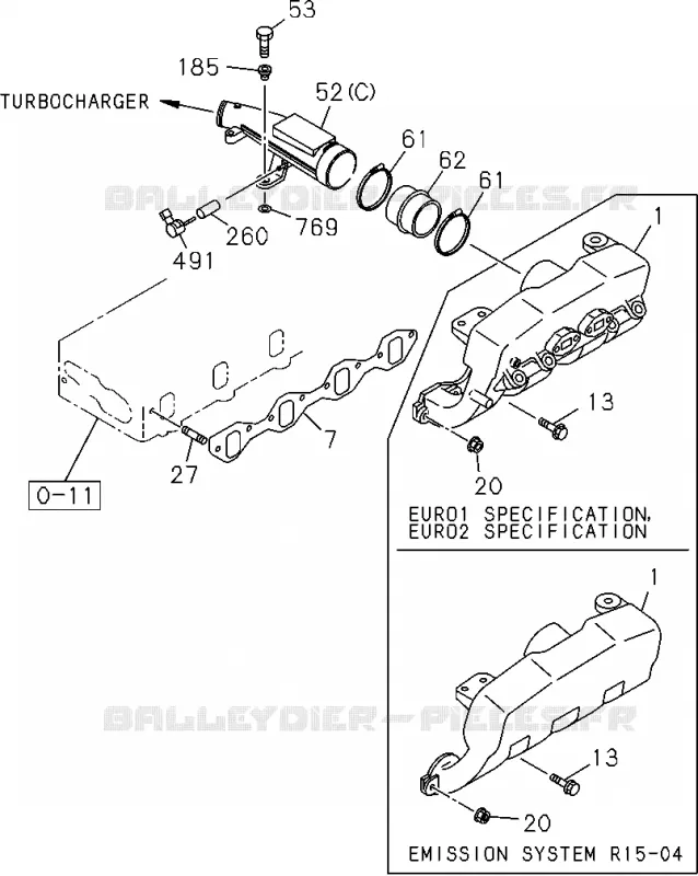 0-25 - Collecteur d’admission<br />[025A]4JA1-T Isuzu PICK UP 2004-2011 DMAX AUTOMATIQUE AISIN RMD 3.0L 4JH1-TC (RDM)