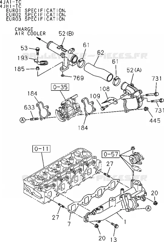 0-25 - Collecteur d’admission<br />[025A]4JA1-TC,4JH1-TC Isuzu PICK UP 2004-2011 DMAX AUTOMATIQUE AISIN RMD 3.0L 4JH1-TC (RDM)