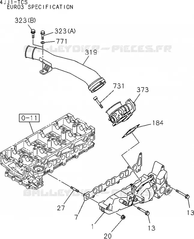 0-25 - Collecteur d’admission<br />[025A]4JJ1-TCS(NO.2) Isuzu PICK UP 2004-2011 DMAX AUTOMATIQUE AISIN RMD 3.0L 4JH1-TC (RDM)