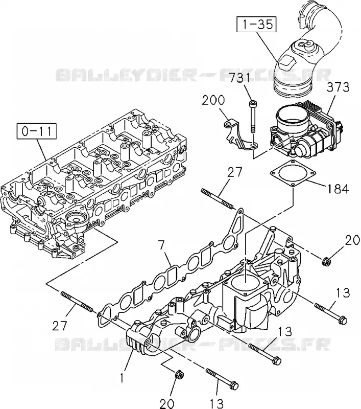 0-25 - Collecteur d’admission<br />[025A]4JJ1-TCX,4JK1-TCX Isuzu PICK UP 2004-2011 DMAX SPACE CAB 4X2 LONG 3.0L 4JJ1-TCX (LS0)