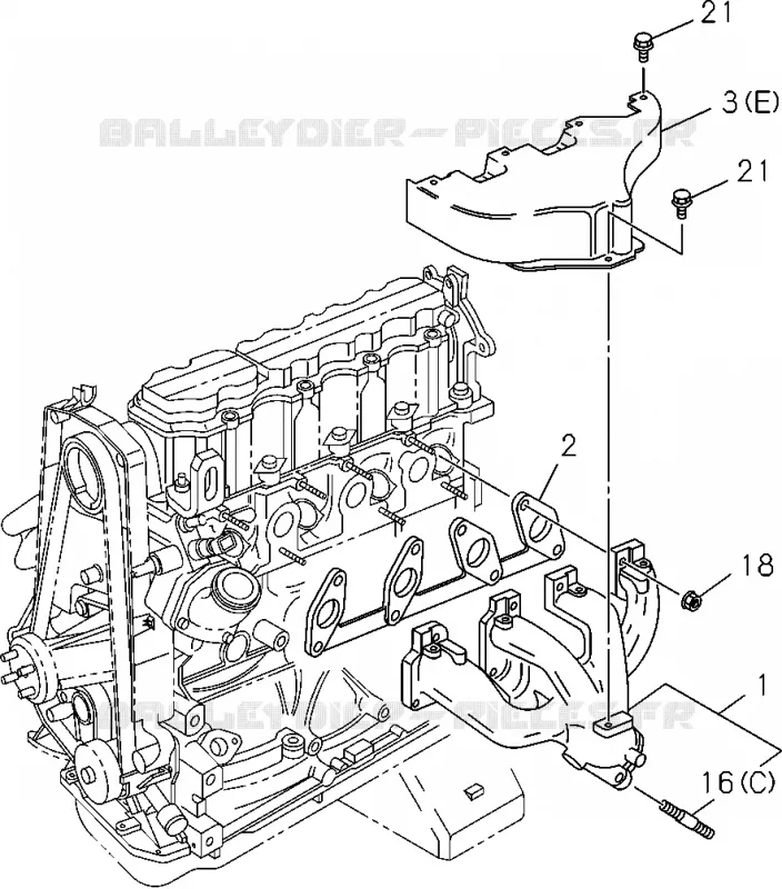 0-27 - Collecteur d’échappement<br />[027A]-'10/9 C24SE Isuzu PICK UP 2004-2011 DMAX AUTOMATIQUE AISIN RMD 3.0L 4JH1-TC (RDM)