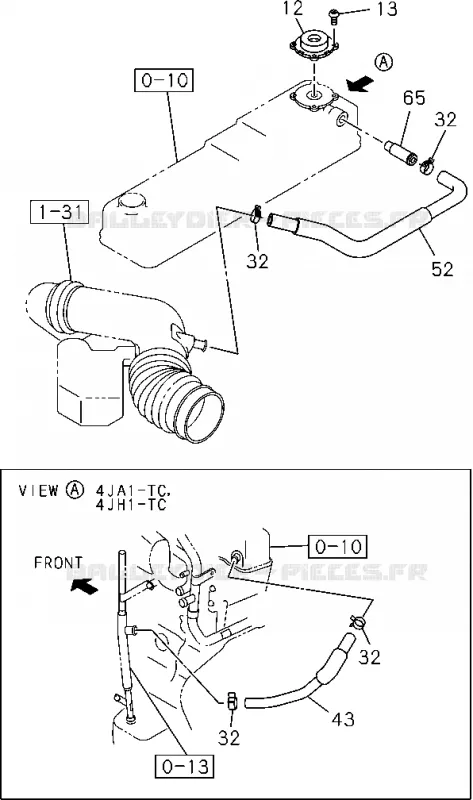 0-28 - Système de ventilation<br />[028A]4JA1,4JH1 Isuzu PICK UP 2004-2011 DMAX AUTOMATIQUE AISIN RMD 3.0L 4JH1-TC (RDM)
