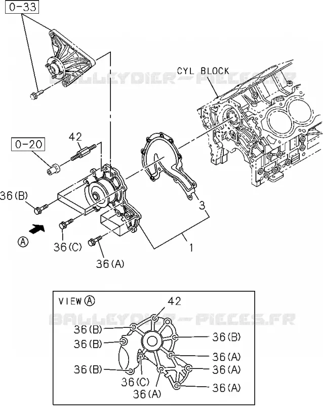 0-30 - Pompe à eau et résistance à la corrosion<br />[030A]6VE1 Isuzu PICK UP 2004-2011 DMAX AUTOMATIQUE AISIN RMD 3.0L 4JH1-TC (RDM)
