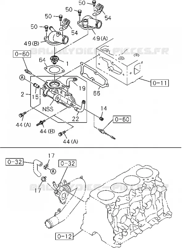 0-31 - Thermostat et boîte<br />[031A]4JA1,4JH1 Isuzu PICK UP 2004-2011 DMAX AUTOMATIQUE AISIN RMD 3.0L 4JH1-TC (RDM)