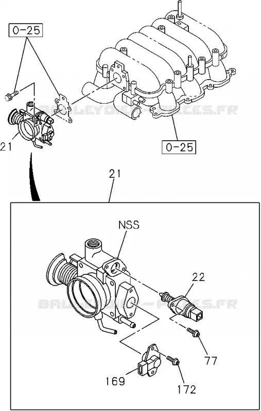 0-35 - Valve commande moteur et levier<br />[035A]6VE1 Isuzu PICK UP 2004-2011 DMAX AUTOMATIQUE AISIN RMD 3.0L 4JH1-TC (RDM)