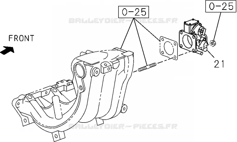 0-35 - Valve commande moteur et levier<br />[035A]C24SE Isuzu PICK UP 2004-2011 DMAX AUTOMATIQUE AISIN RMD 3.0L 4JH1-TC (RDM)
