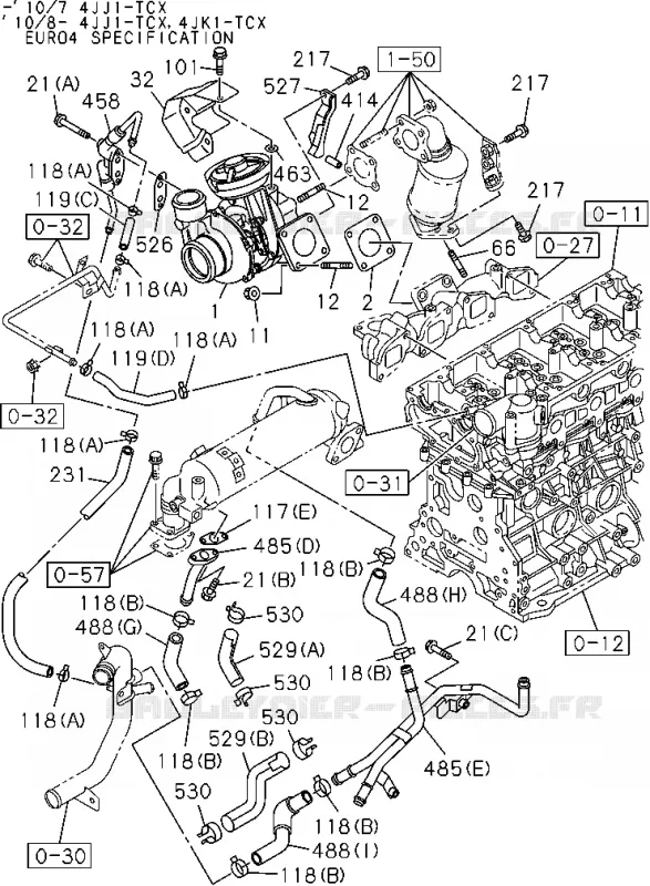 0-36 - SYSTEME Turbocompresseur<br />[036A]4JJ1-TCX,4JK1-TCX Isuzu PICK UP 2004-2011 DMAX AUTOMATIQUE AISIN RMD 3.0L 4JH1-TC (RDM)