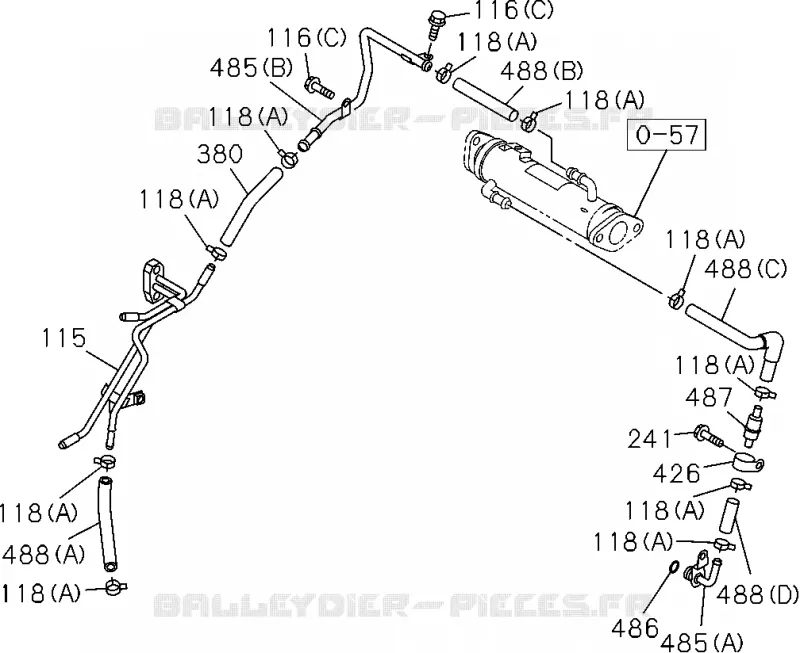 0-36 - SYSTEME Turbocompresseur<br />[036A]EGR SIDE;4JA1-TC Isuzu PICK UP 2004-2011 DMAX AUTOMATIQUE AISIN RMD 3.0L 4JH1-TC (RDM)