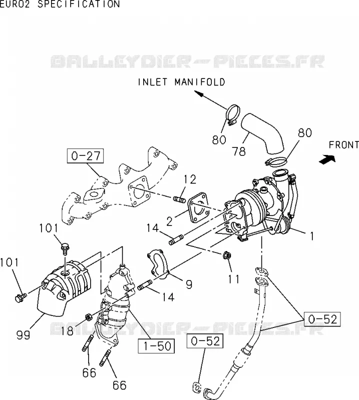 0-36 - SYSTEME Turbocompresseur<br />[036A]TURBOCHARGER SIDE;4JA1-T(NO.2) Isuzu PICK UP 2004-2011 DMAX SPACE CAB 4X2 LONG 3.0L 4JJ1-TCX (LS0)