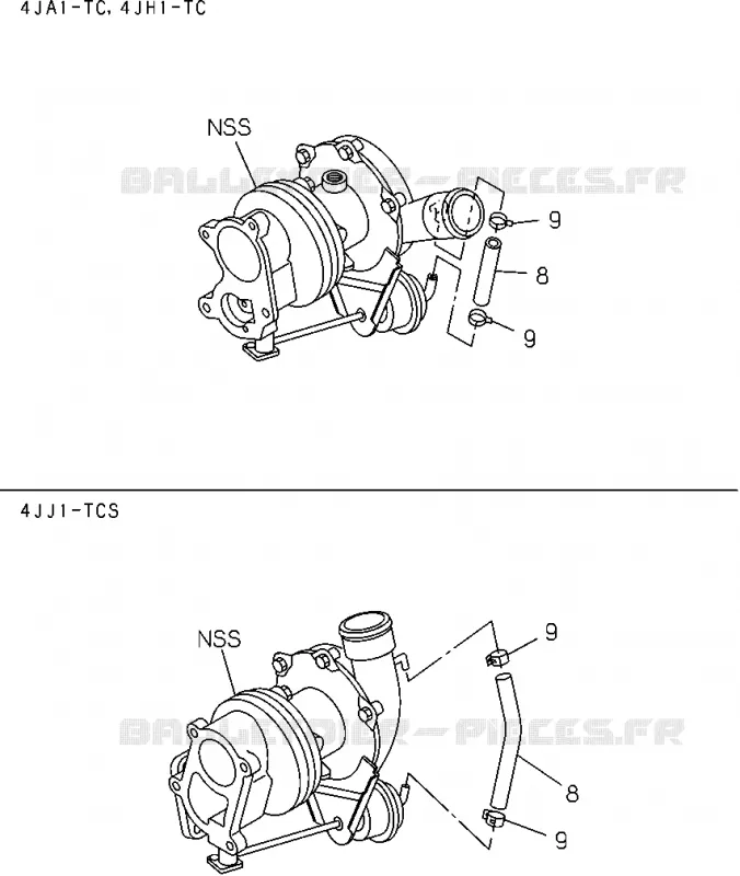 0-37 - Turbocompresseur<br />[037A] Isuzu PICK UP 2004-2011 DMAX SPACE CAB 4X2 LONG 3.0L 4JJ1-TCX (LS0)