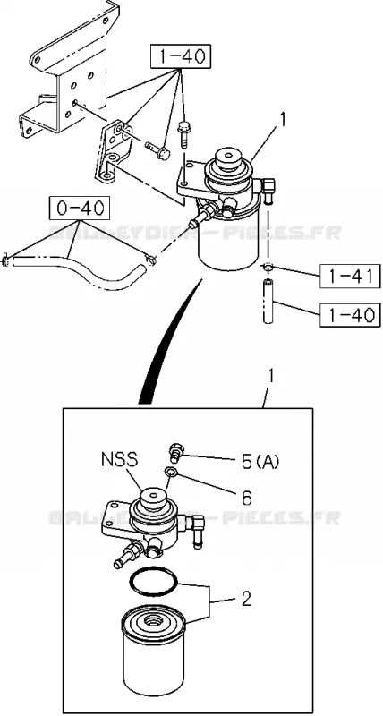 0-41 - Filtre à carburant et support<br />[041A]4JA1-T Isuzu PICK UP 2004-2011 DMAX SPACE CAB 4X2 LONG 3.0L 4JJ1-TCX (LS0)