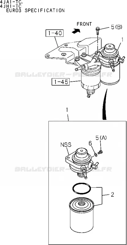 0-41 - Filtre à carburant et support<br />[041A]4JA1-TC,4JH1-TC Isuzu PICK UP 2004-2011 DMAX AUTOMATIQUE AISIN RMD 3.0L 4JH1-TC (RDM)