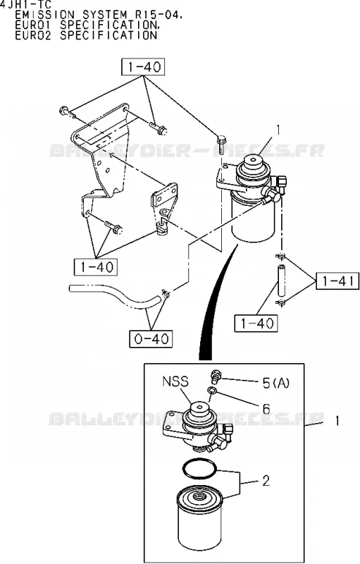 0-41 - Filtre à carburant et support<br />[041A]4JH1-TC Isuzu PICK UP 2004-2011 DMAX AUTOMATIQUE AISIN RMD 3.0L 4JH1-TC (RDM)
