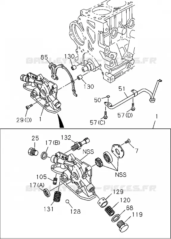 0-51 - Pompe à huile et crépine d’huile<br />[051A]-'10/9 C24SE Isuzu PICK UP 2004-2011 DMAX AUTOMATIQUE AISIN RMD 3.0L 4JH1-TC (RDM)