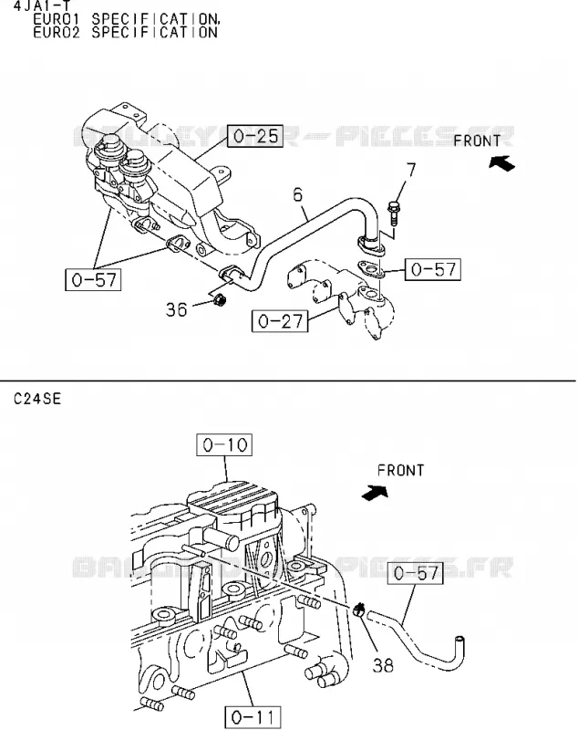 0-56 - Système émissions<br />[056A]4JA1-T,C24SE Isuzu PICK UP 2004-2011 DMAX SPACE CAB 4X2 LONG 3.0L 4JJ1-TCX (LS0)
