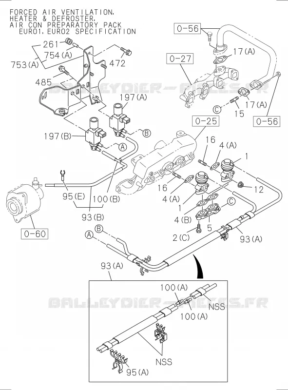 0-57 - Tuyauterie émissions<br />[057A]4JA1-T(NO.1) Isuzu PICK UP 2004-2011 DMAX SPACE CAB 4X2 LONG 3.0L 4JJ1-TCX (LS0)