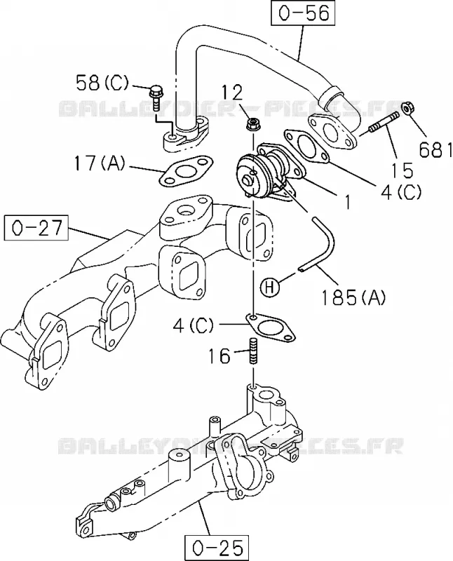 0-57 - Tuyauterie émissions<br />[057A]4JH1-TC EURO1,EURO2 SPECIFICATION Isuzu PICK UP 2004-2011 DMAX SPACE CAB 4X2 LONG 3.0L 4JJ1-TCX (LS0)