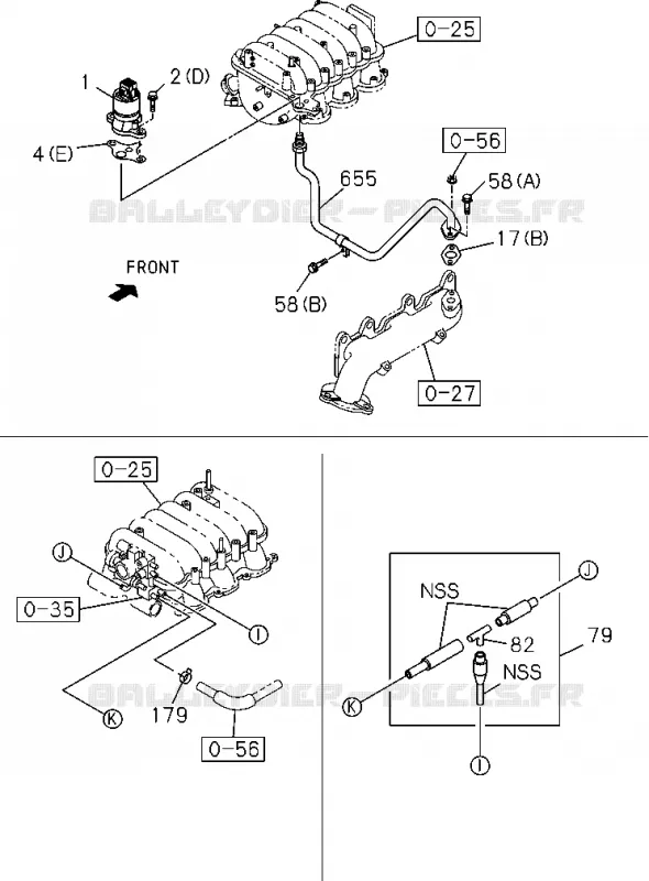0-57 - Tuyauterie émissions<br />[057A]6VE1 Isuzu PICK UP 2004-2011 DMAX AUTOMATIQUE AISIN RMD 3.0L 4JH1-TC (RDM)