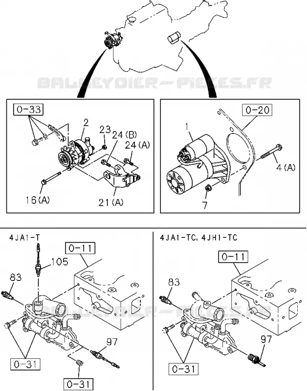 0-60 - Pièces de commande électrique moteur<br />[060A]4JA1,4JH1(NO.1) Isuzu PICK UP 2004-2011 DMAX AUTOMATIQUE AISIN RMD 3.0L 4JH1-TC (RDM)
