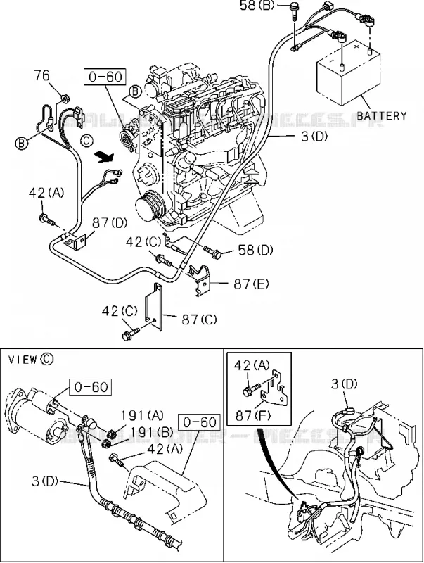 0-61 - Batterie et pièce électrique moteur<br />[061A]C24SE Isuzu PICK UP 2004-2011 DMAX AUTOMATIQUE AISIN RMD 3.0L 4JH1-TC (RDM)