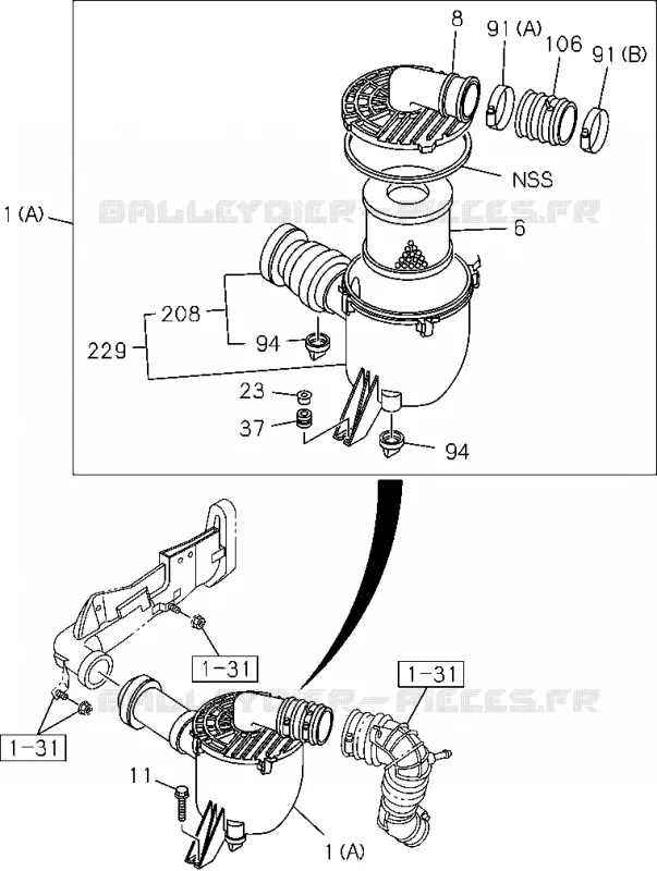 1-30 - Filtre à air<br />[130A]4JA1,4JH1(NO.1) Isuzu PICK UP 2004-2011 DMAX SPACE CAB 4X2 LONG 3.0L 4JJ1-TCX (LS0)