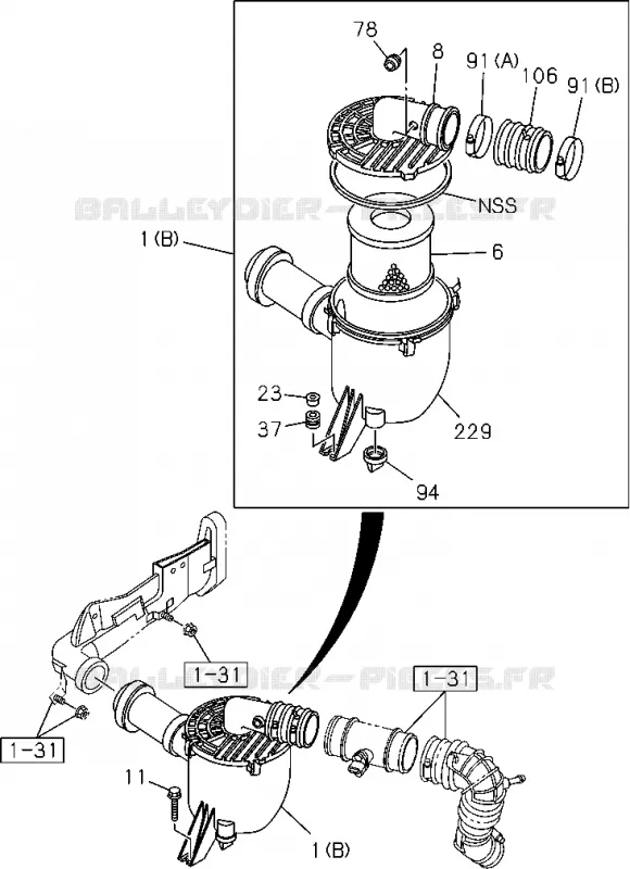 1-30 - Filtre à air<br />[130A]4JA1,4JH1(NO.2) Isuzu PICK UP 2004-2011 DMAX SPACE CAB 4X2 LONG 3.0L 4JJ1-TCX (LS0)