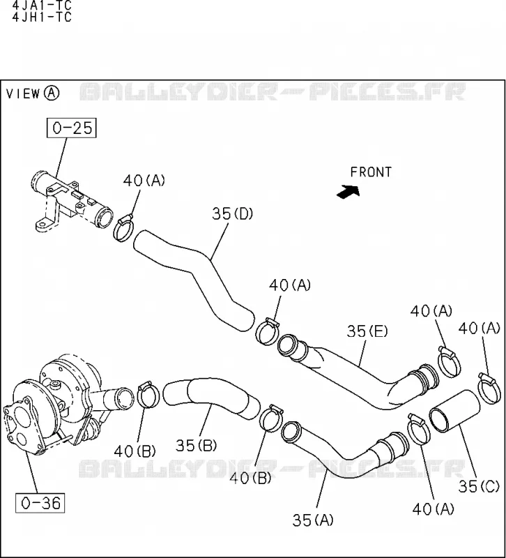 1-35 - Refroidisseur d’air de suralimentation<br />[135A]NO.2 Isuzu PICK UP 2004-2011 DMAX SPACE CAB 4X2 LONG 3.0L 4JJ1-TCX (LS0)