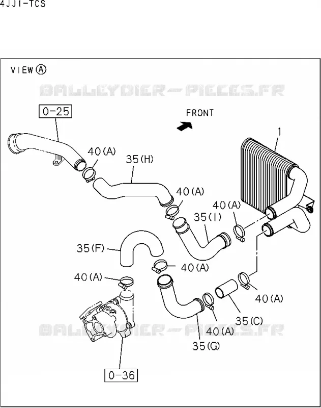 1-35 - Refroidisseur d’air de suralimentation<br />[135A]NO.3 Isuzu PICK UP 2004-2011 DMAX SPACE CAB 4X2 LONG 3.0L 4JJ1-TCX (LS0)