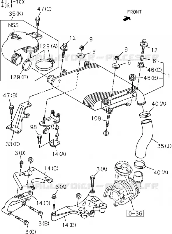 1-35 - Refroidisseur d’air de suralimentation<br />[135A]NO.4 Isuzu PICK UP 2004-2011 DMAX SPACE CAB 4X2 LONG 3.0L 4JJ1-TCX (LS0)