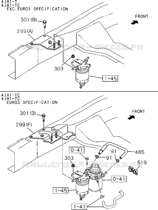 1-40 - Réservoir à carburant<br />[140A]SEDIMENTER BRKT AND HOSE;4JA1,4JH1 Isuzu PICK UP 2004-2011 DMAX SPACE CAB 4X2 LONG 3.0L 4JJ1-TCX (LS0)