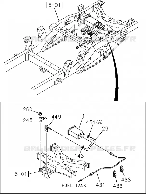 1-41 - Tuyauterie carburant - Châssis<br />[141A]6VE1,C24SE(NO.7) Isuzu PICK UP 2004-2011 DMAX SPACE CAB 4X2 LONG 3.0L 4JJ1-TCX (LS0)