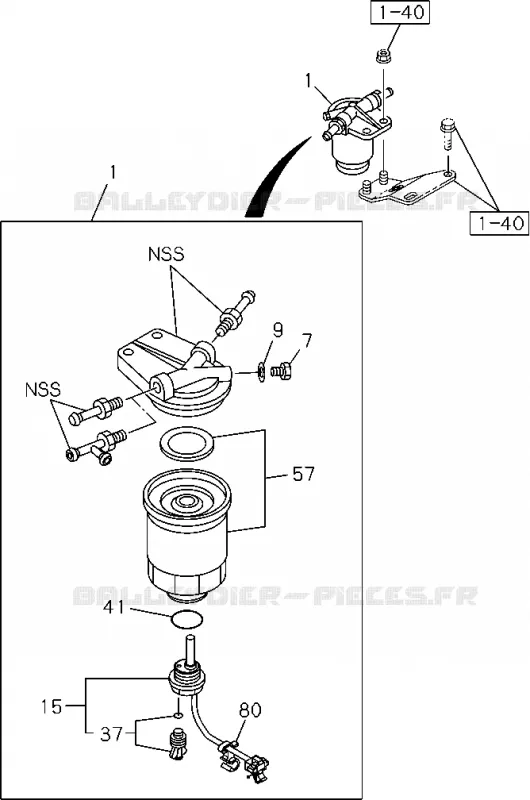 1-45 - Séparateur d’eau - Carburant<br />[145A] Isuzu PICK UP 2004-2011 DMAX SPACE CAB 4X2 LONG 3.0L 4JJ1-TCX (LS0)