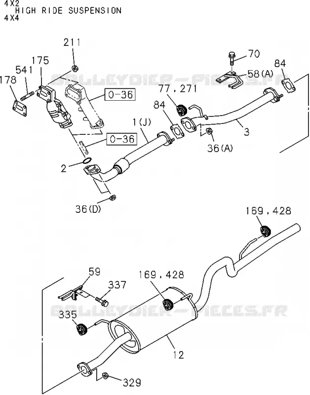 1-50 - Tuyau d’échappement et silencieux<br />[150A]4JJ1-TCS(NO.2) Isuzu PICK UP 2004-2011 DMAX SPACE CAB 4X2 LONG 3.0L 4JJ1-TCX (LS0)