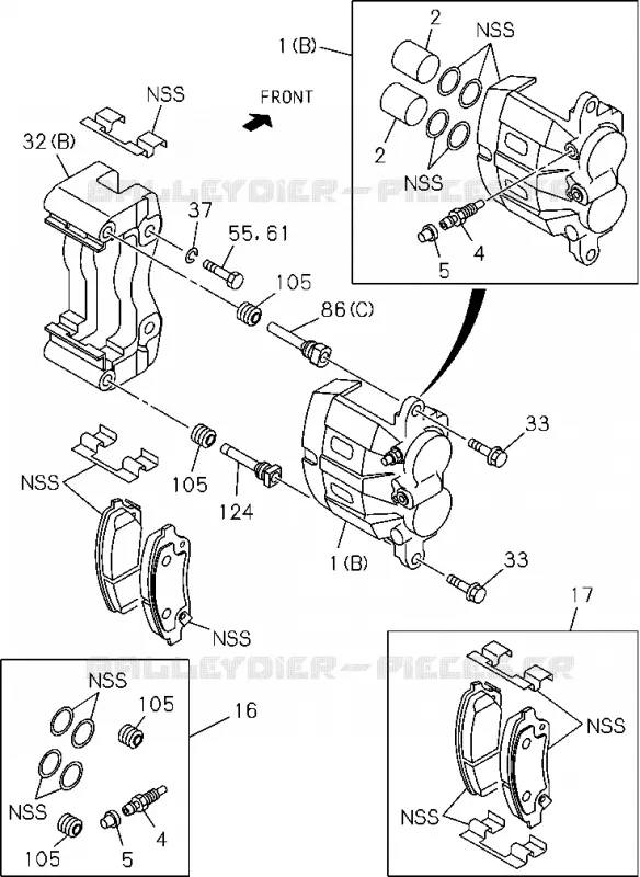 3-02 - Étrier de disque de frein avant<br />[302A]NO.2 Isuzu PICK UP 2004-2011 DMAX SPACE CAB 4X2 LONG 3.0L 4JJ1-TCX (LS0)
