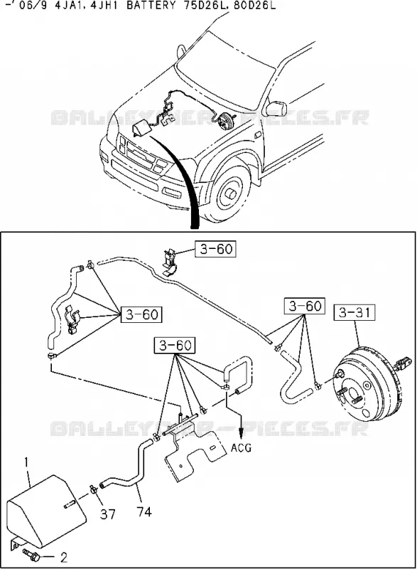 3-21 - Réservoir de dépression<br />[321A]NO.2 Isuzu PICK UP 2004-2011 DMAX SPACE CAB 4X2 LONG 3.0L 4JJ1-TCX (LS0)