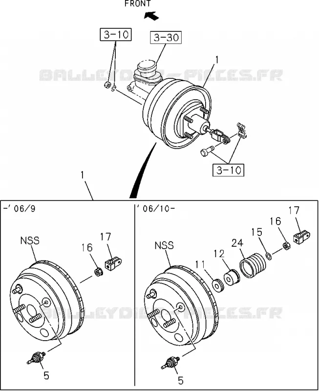 3-31 - Maître cylindre et servo de frein<br />[331A] Isuzu PICK UP 2004-2011 DMAX SPACE CAB 4X2 LONG 3.0L 4JJ1-TCX (LS0)